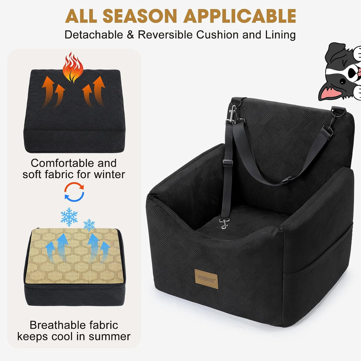 Dog Car Seats for Small Medium Dogs Under 35lbs, Dog Booster Seat with Detachable Washable Cover and Cushion, Memory