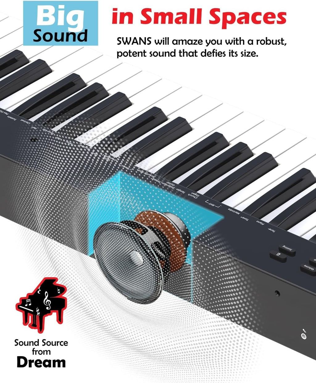 Semi-weighted 88 Keys Piano Keyboard Compact Portable Digital Piano Set for Beginners with Stand, Carrying Case