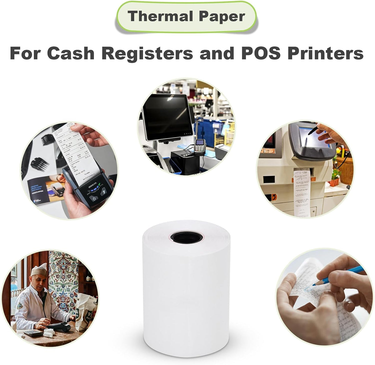 2 1/4" Thermal Paper Rolls - 50 Rolls of 2.25 x 50' Credit Card Receipt Paper, Compatible with Clover POS