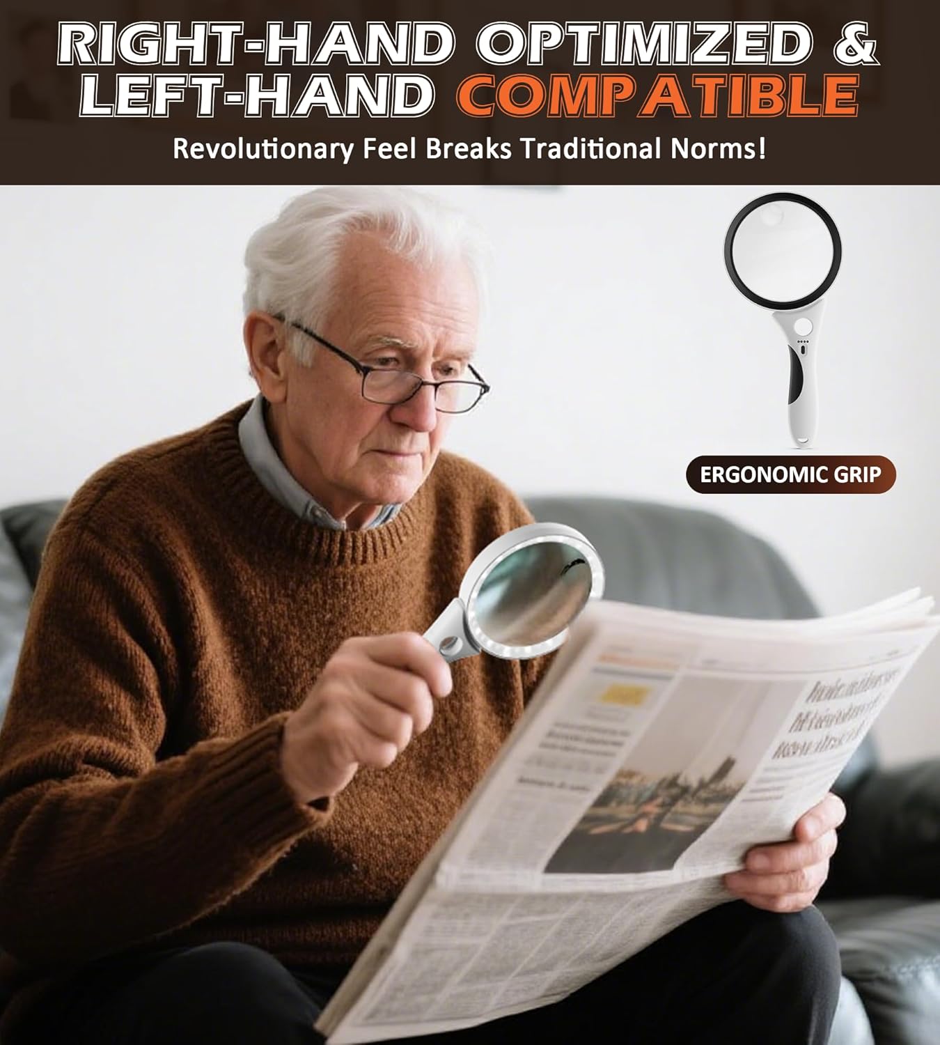 Rechargeable Magnifying Glass with Light, 10X 20X 45X Handheld Lighted Magnifier with 18 LED 3 Modes, 4.3" Anti-Glare