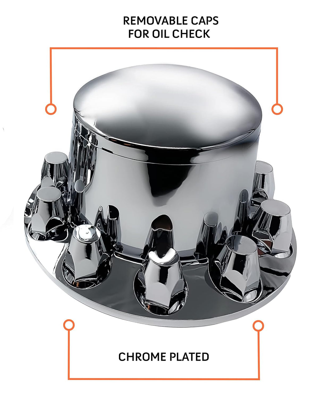 4 Pack Rear Axle Wheel Cover 33mm Lug Nut Cover for Semi Truck | Chrome-Plated ABS Plastic Screw-on Caps Universal