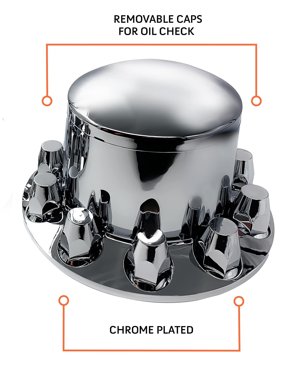 4 Pack Rear Axle Wheel Cover 33mm Lug Nut Cover for Semi Truck | Chrome-Plated ABS Plastic Screw-on Caps Universal
