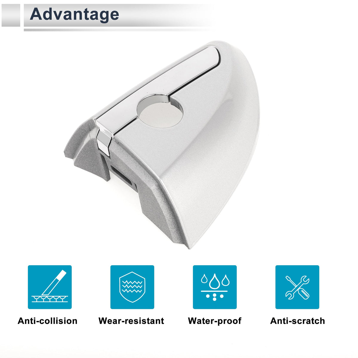 RATCHROLL Front Left Door Handle Lock Cylinder Cover for Toyota Corolla 2014-2018 ABS Silver Tone 1 Pc