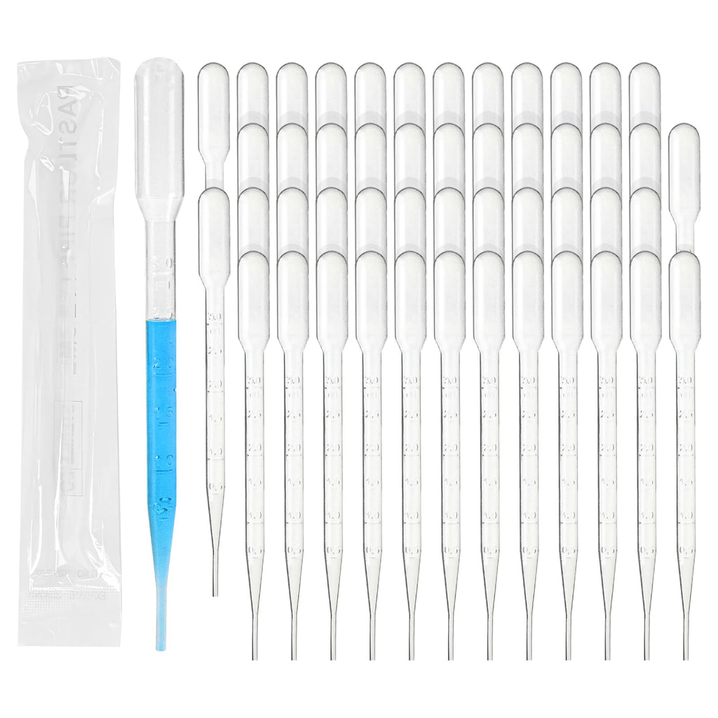 Sterile Pasteur Pipettes 3ml Disposable Plastic Transfer Pipette Dropper 100Pcs Graduated Calibrated Lab Pipettes