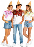 3 SETS Ice Cream Cone Costume Set for Adult | Including Ice Cream Capes and Hats, Funny Food Theme Dress Up for