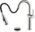 Pull Down Bathroom Faucet 1 Handle, Brushed Nickel Vessel Sink Faucet