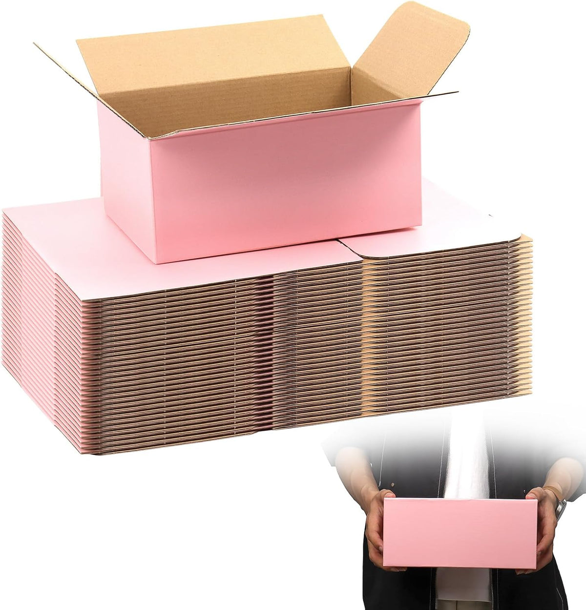 9x6x4 Pink Shipping Boxes, 30 Pack Mailing Boxes for Small Business, Corrugated Cardboard Boxes for Shipping, Packaging