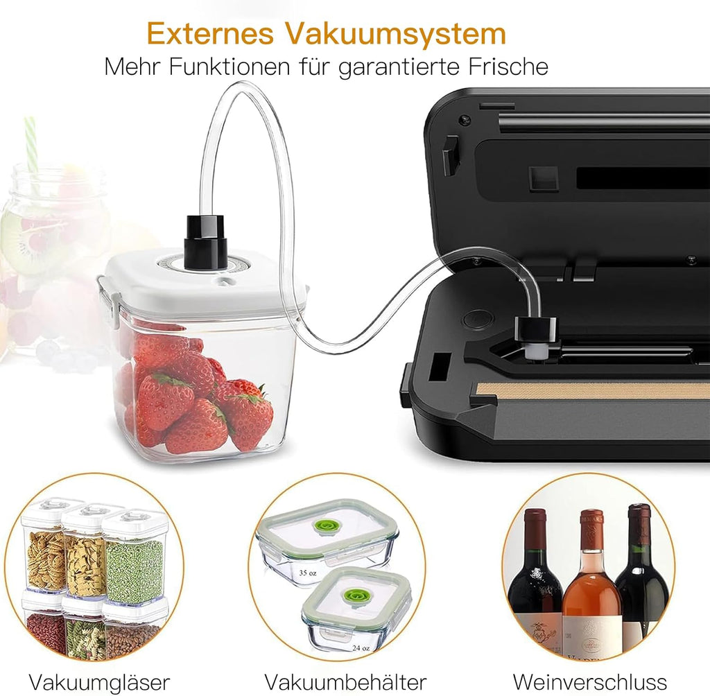 Food Vacuum Sealer Machine – High-Power 80kPa Suction, One-Touch Operation, Built-in Cutter – Works with All Food
