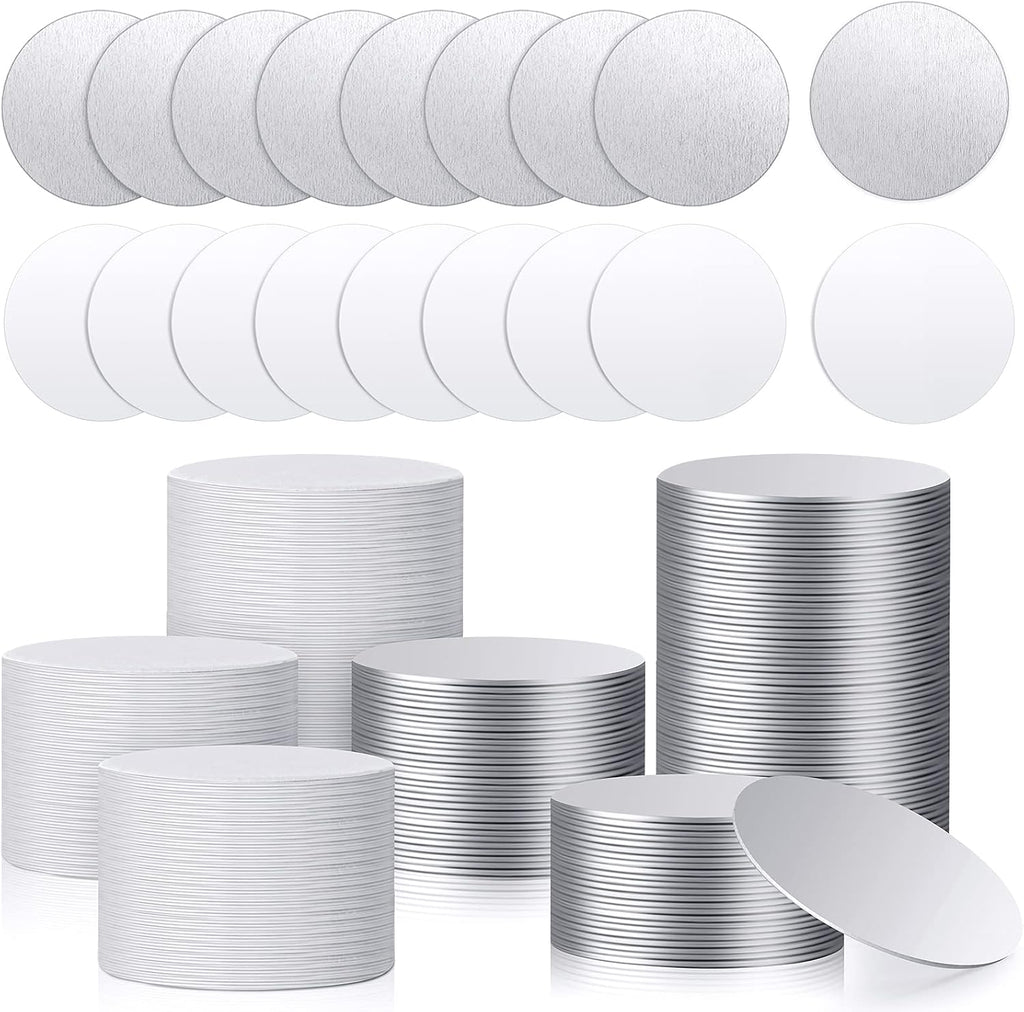 100 Set Sublimation Blank Aluminum Stickers Set 1 Inch Round Blank Bezel Pendant Tray Aluminum Sheet, Includes