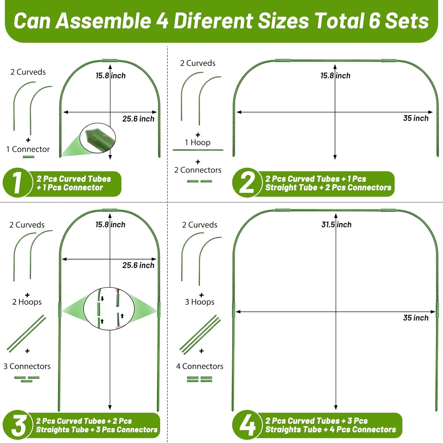 67pcs Garden Mesh Netting Kit,6 Sets Wide Garden Hoops with 10x20 ft Garden Covers Bird Netting& 12 Clips, Garden