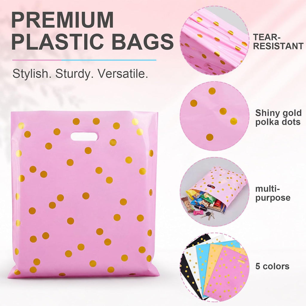 50 Pcs 16" x 18" Large Plastic Merchandise Bags with Handle Colored