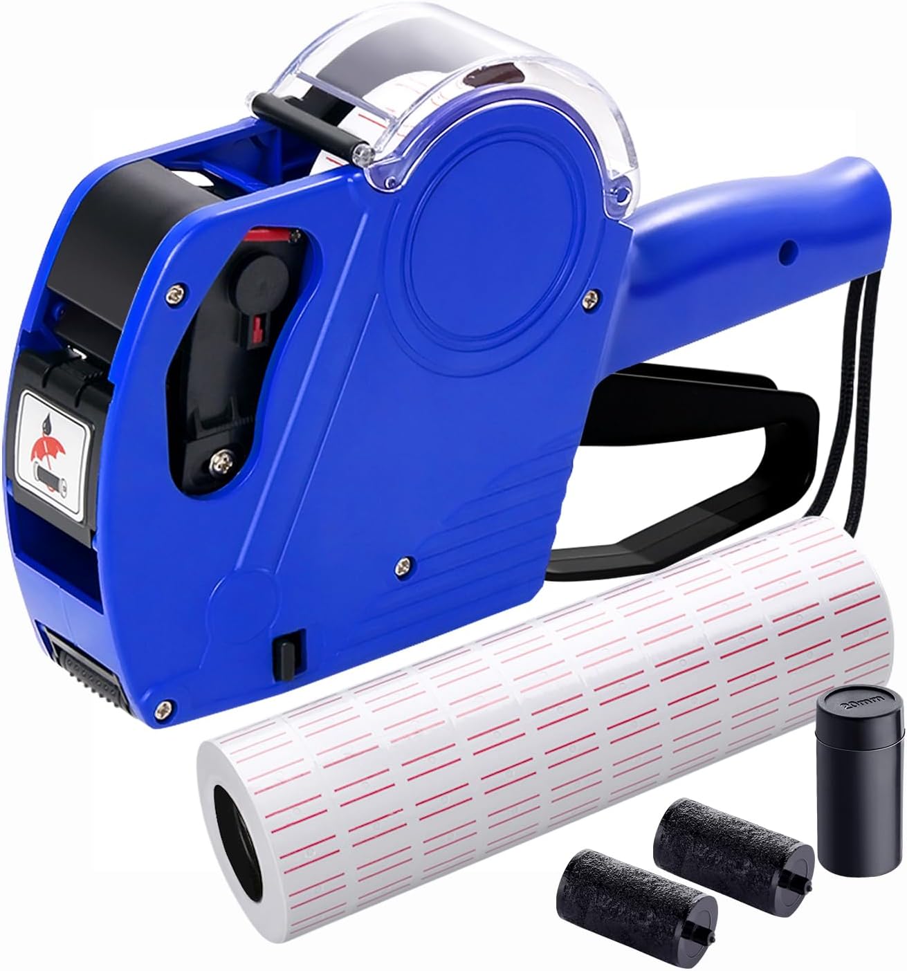 MX5500 Pricing Tag Gun with 5500 pcs White Label Gun Stickers & 3 Extra Inker Rollers, Pricing Label Gun, 8 Digits