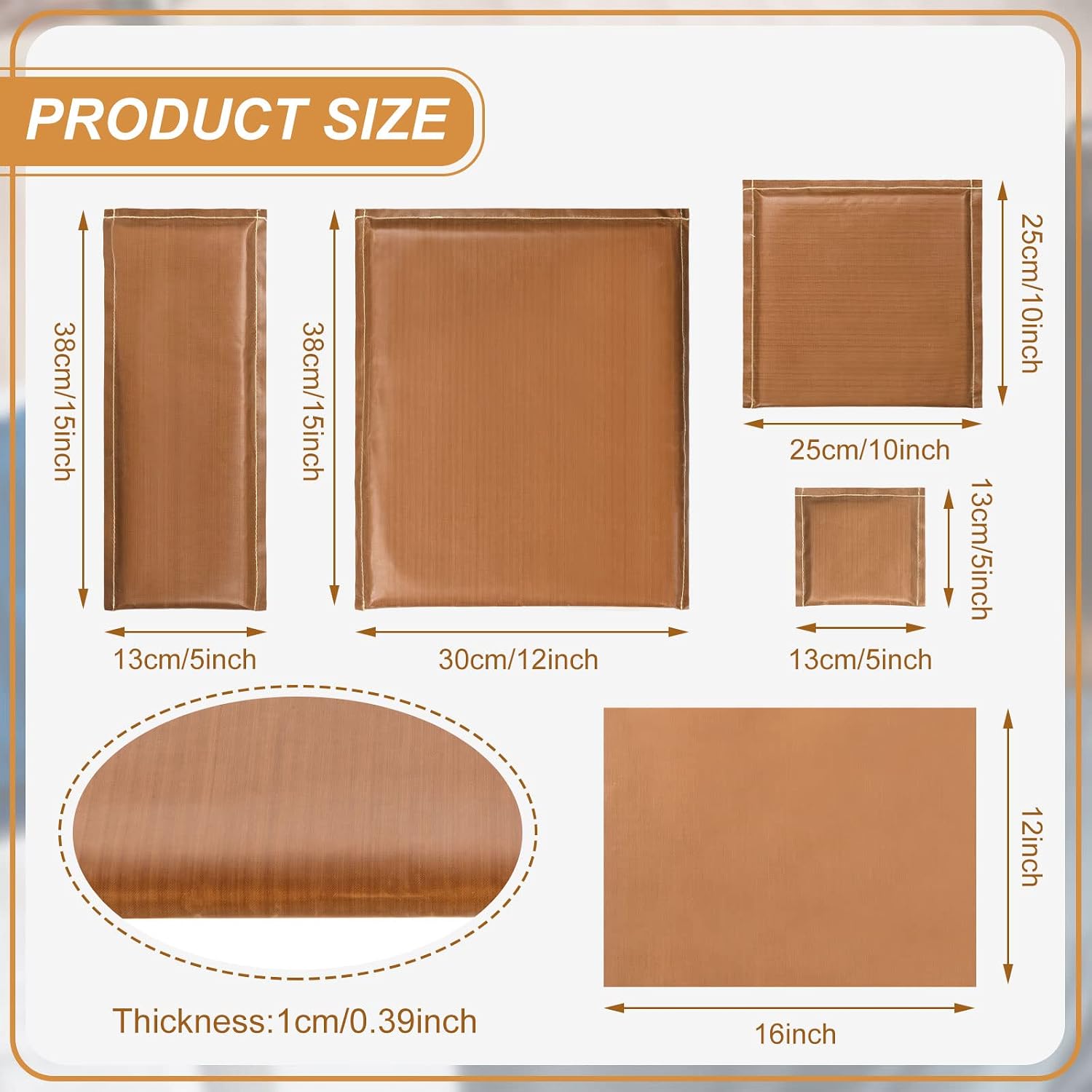 18 Pcs Heat Press Pillow Mat Kit 4 Size Pressing Transfer Pillows, 4 PTFE Transfer Sheet, 2 Heat Resistant Tape and 8