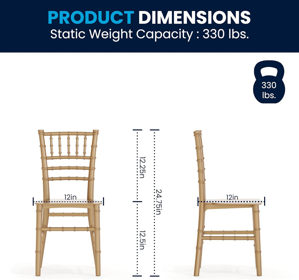 Hercules Kids Resin Chiavari Chair, Gold, 6-Pack