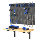 Wall Mount Folding Workbench with Pegboard Kit, Size: 31.5x15.75 in