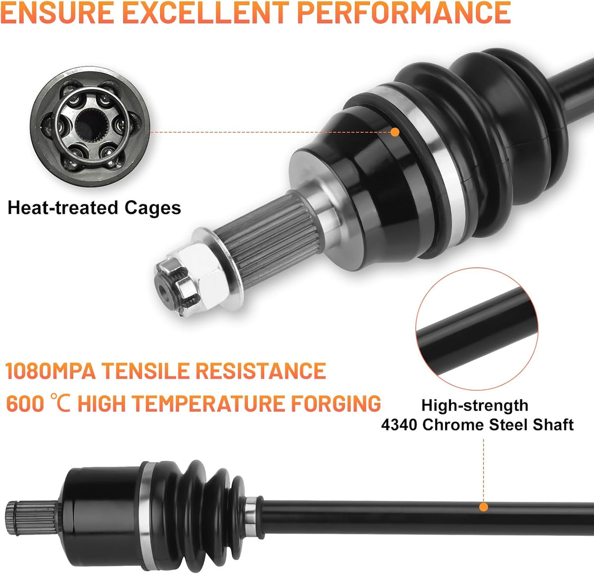 Front CV Axles Shaft Assembly Kit for Polaris 4x4 General 1000 2016-2021