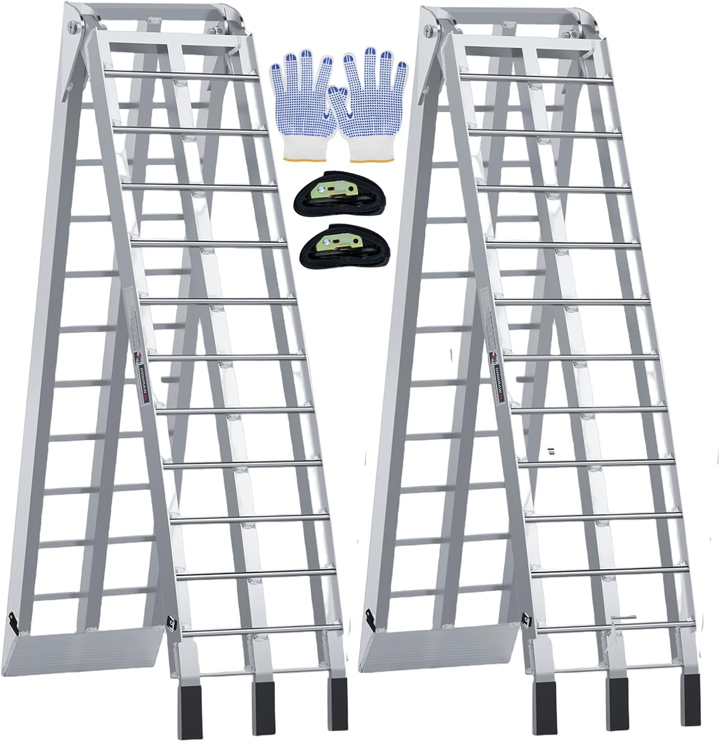 7.5FT Aluminum Loading Ramps, 1800 lbs Max Capacity, Folding Ramps for Pickup Truck & Trailer with Load Straps, for