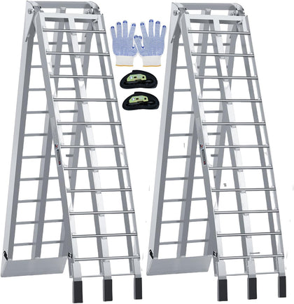 7.5FT Aluminum Loading Ramps, 1800 lbs Max Capacity, Folding Ramps for Pickup Truck & Trailer with Load Straps, for