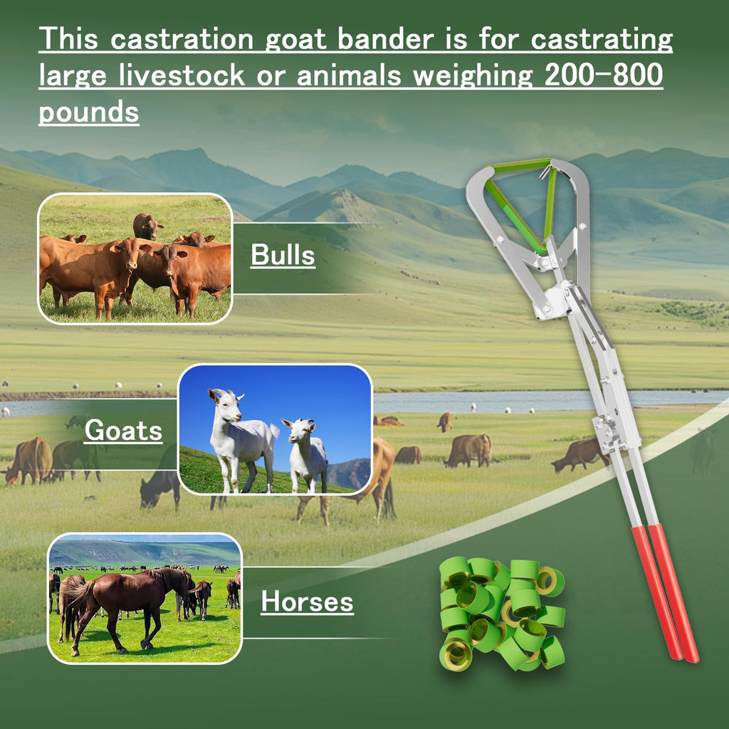 Extra Large Castration Banding Tool, Cattle Goat Bander with 24 Castration Bands, Easy to Operate, Rugged