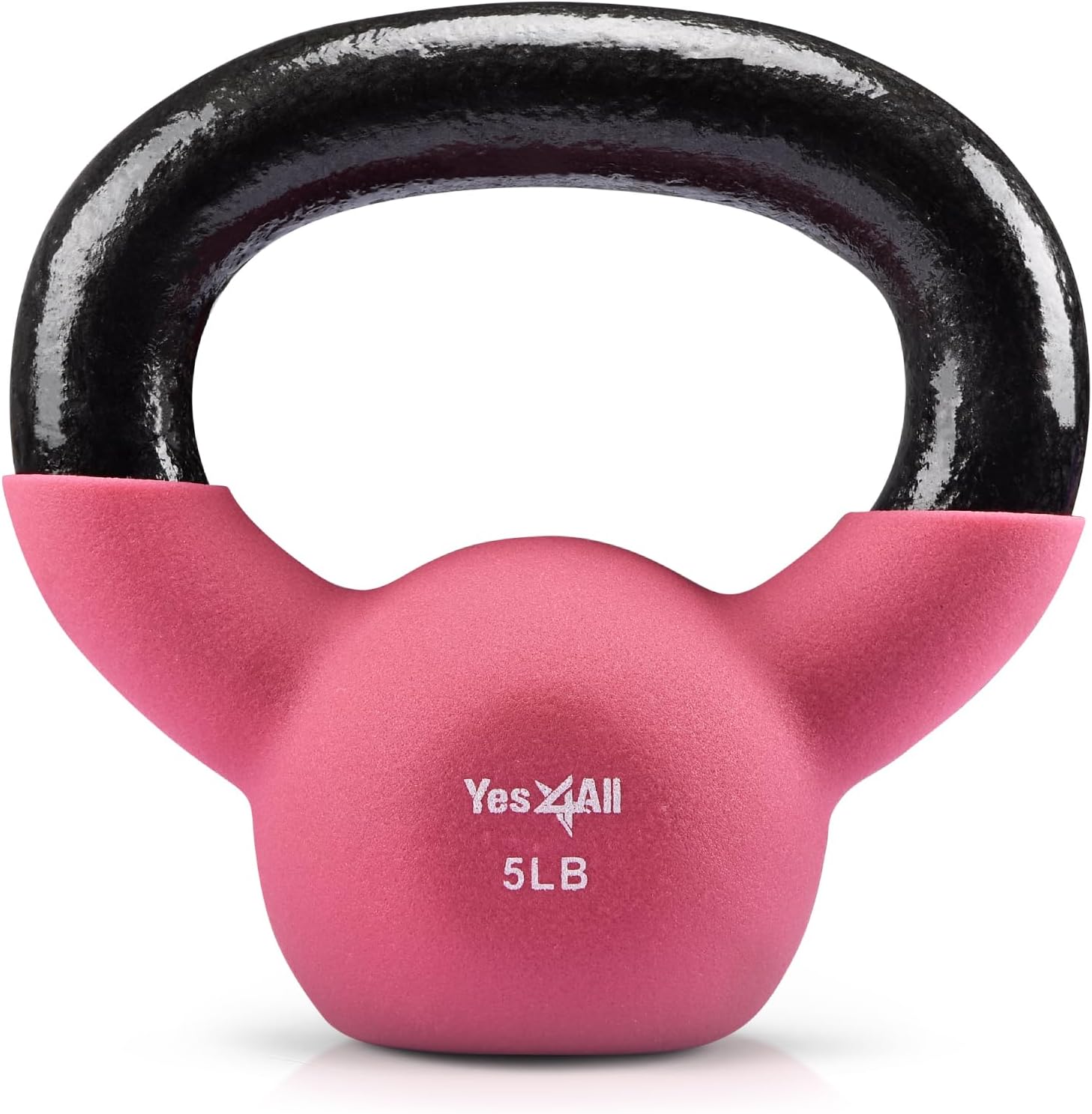 Kettlebell - 5, 10 & 15 LB Neoprene Coated Cast Iron Kettlebells, Wide Grip Handle & Flat Bottom for Swings, Squats
