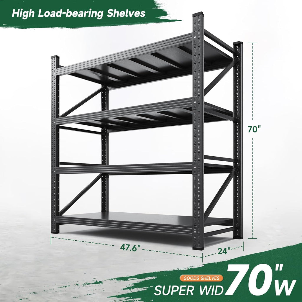 3000LBS Storage Shelves Heavy Duty,70" H Garage Shelving Units, 4 Tier Adjustable Utility Rack Shelf,Large Metal