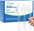 360 Count Extra Heavy Duty Clear Plastic Forks, Spoons, Knives