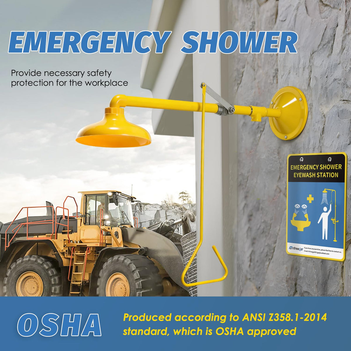 Emergency Shower Safety Shower Outdoor Horizontal Mounted Drench Shower