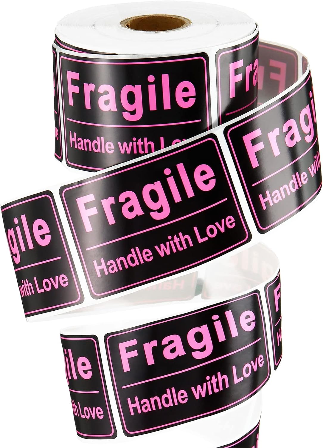 500 Pcs 2x3 Pink Fragile Sticker for Shipping Handle with Love Label