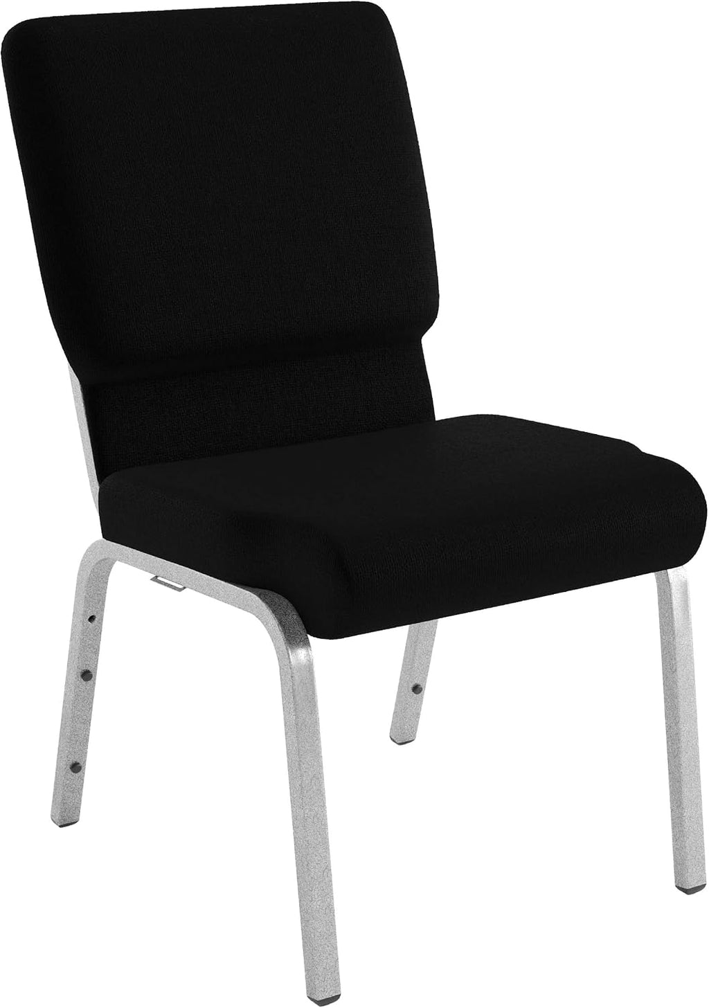 4 Pack HERCULES Series 18.5''W Stacking Church Chair in Black Fabric - Silver Vein Frame