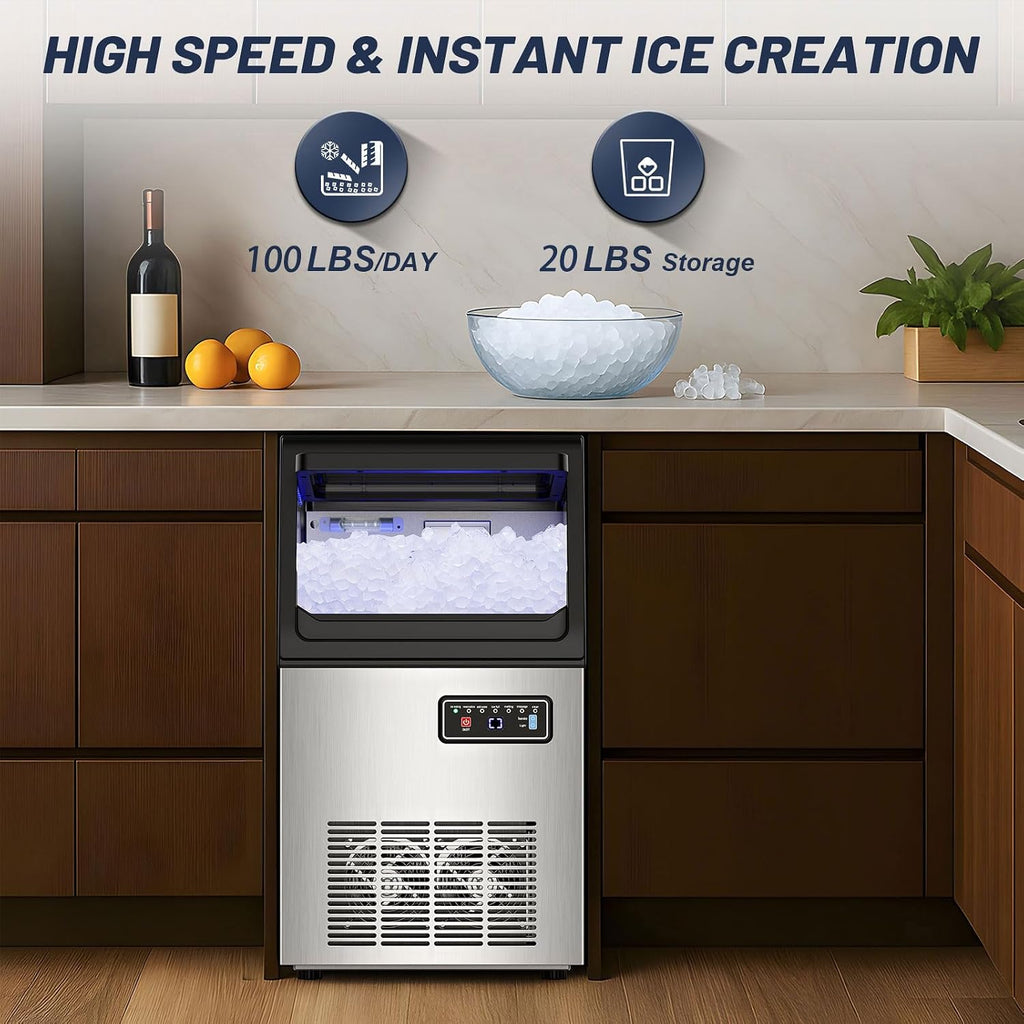 Nugget Ice Maker Machine, 100LBS/24H, 20LBS Capacity