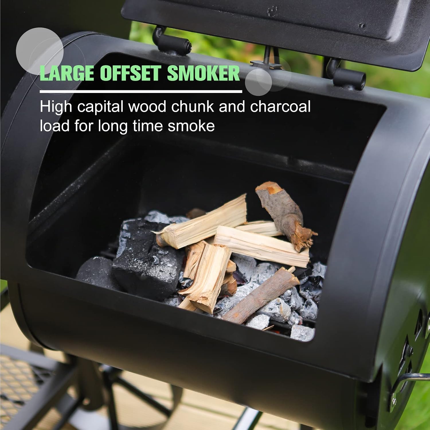 Barrel Charcoal Grill w/Offset Smoker, 941 SQ.IN. Cooking Area