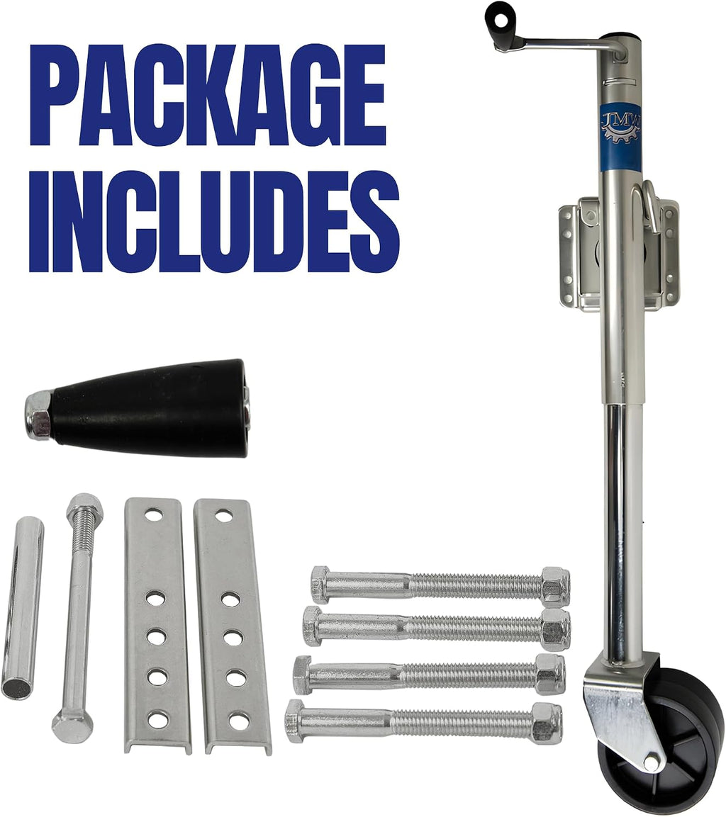2000lbs Trailer Jack with Double Wheel, Adjustable 12" Lift Travel, Boat On for Boat RV Utility, Swivel Tongue Towing