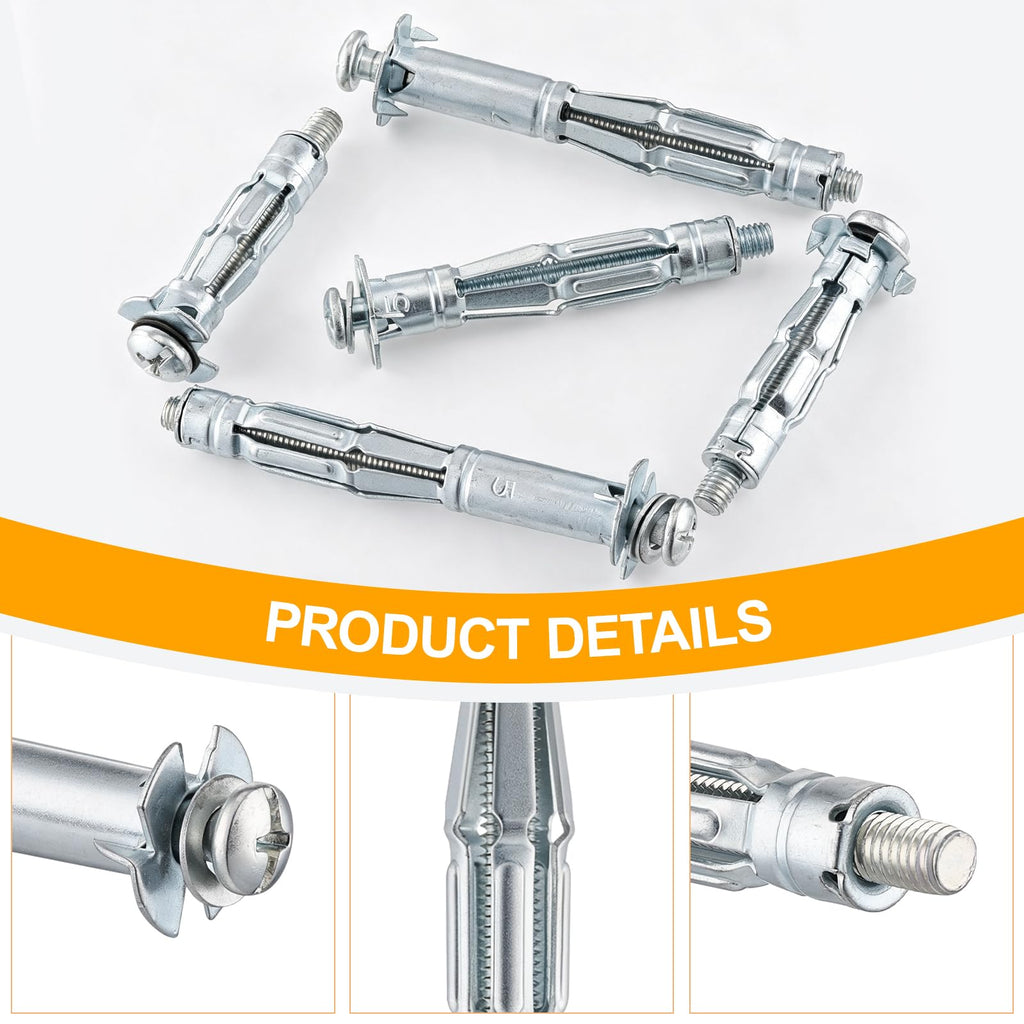 60PCS Molly Bolts Kit, Hollow Wall Anchor Assortment for Drywall