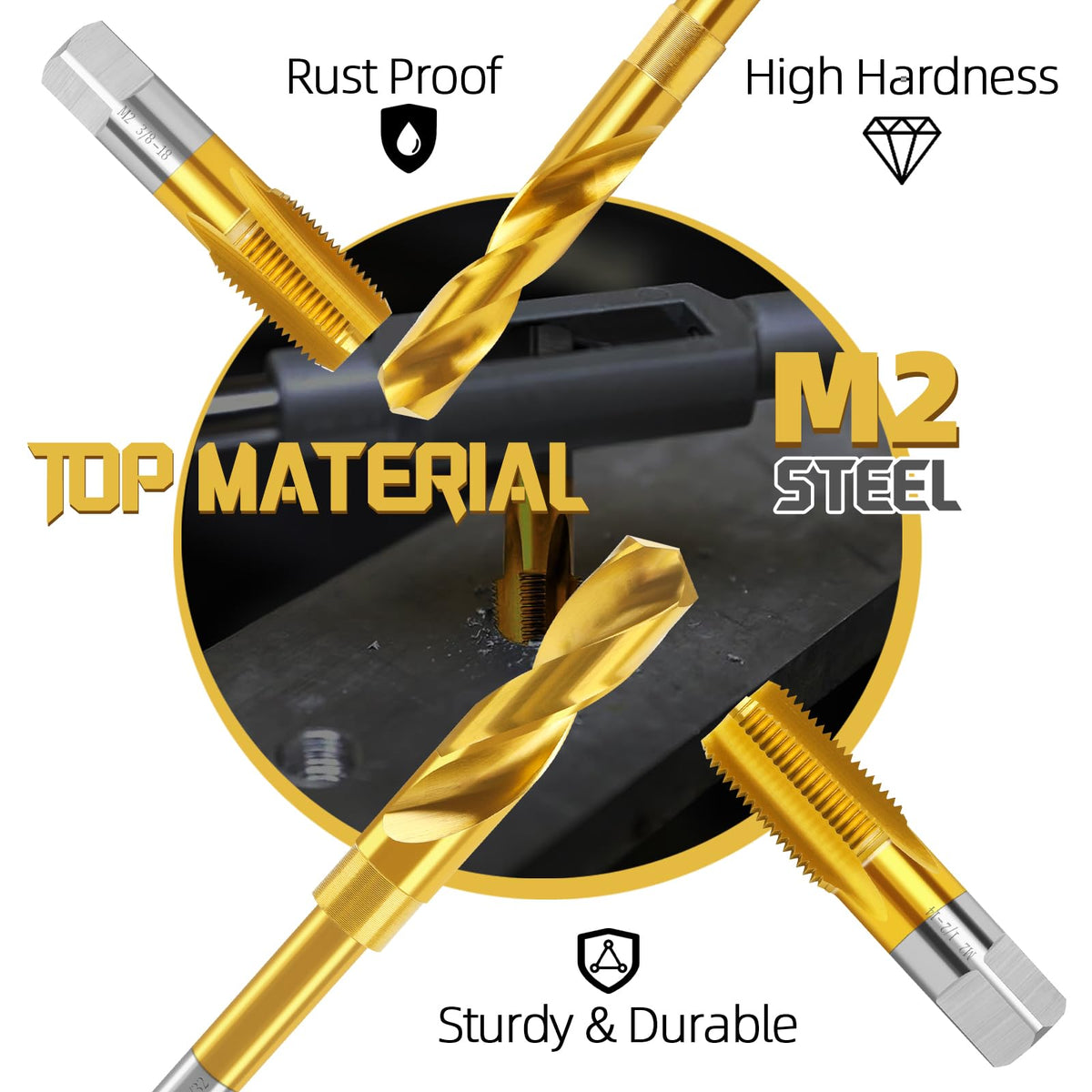 3/8-18 NPT Pipe Tap and 37/64" Drill Set,M2 HSS Hand Threading Plumbing Tap