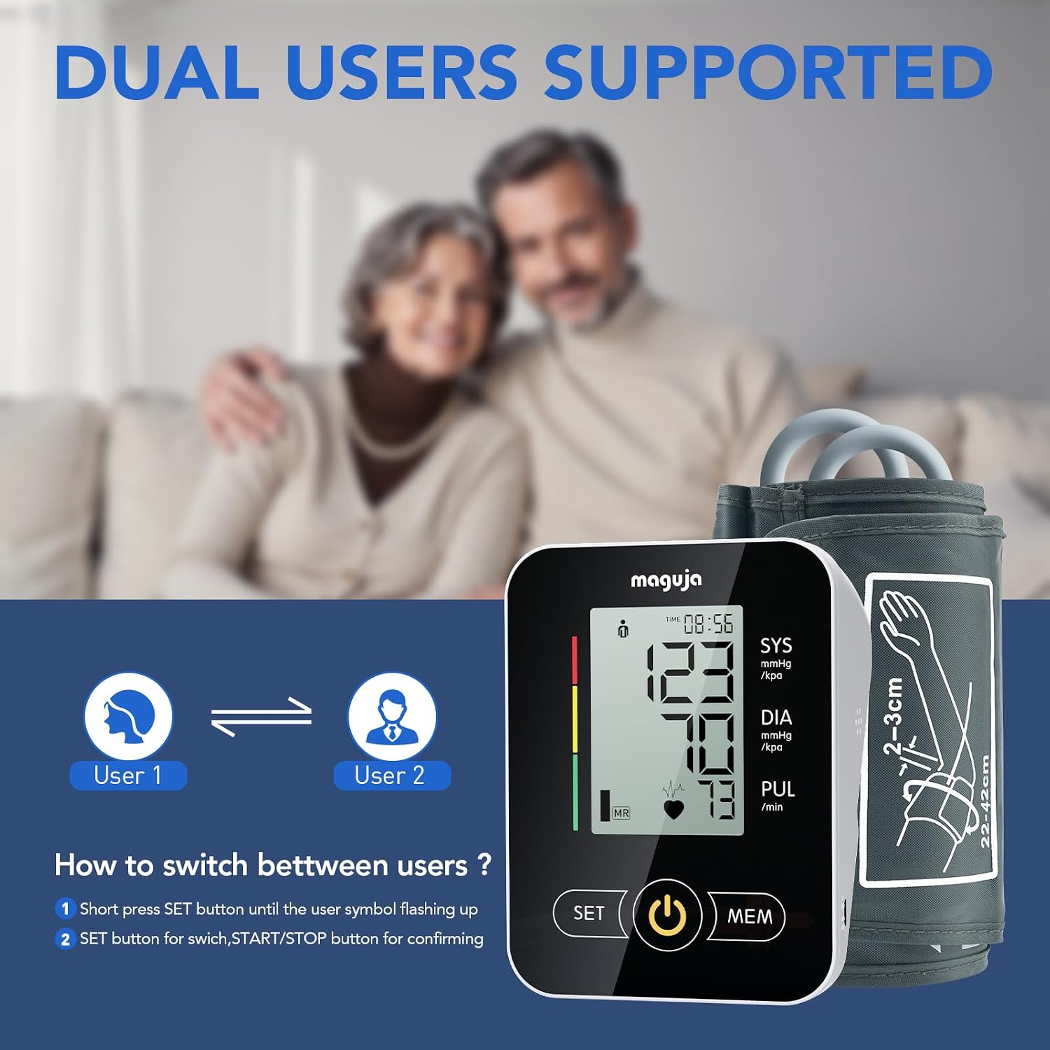 Upper Arm Blood Pressure Monitor Auto Digital for Home Use(Black) | Blood Pressure Machine,One-Button Design BP