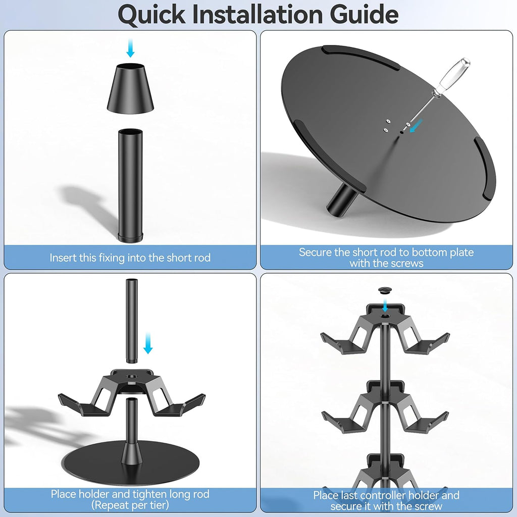 Headset Stand 4 Tiers for Desk, Rotatable Gaming Controller Stand for PS5/PS4/Xbox/Switch2/PS Portal/Phone, Universal