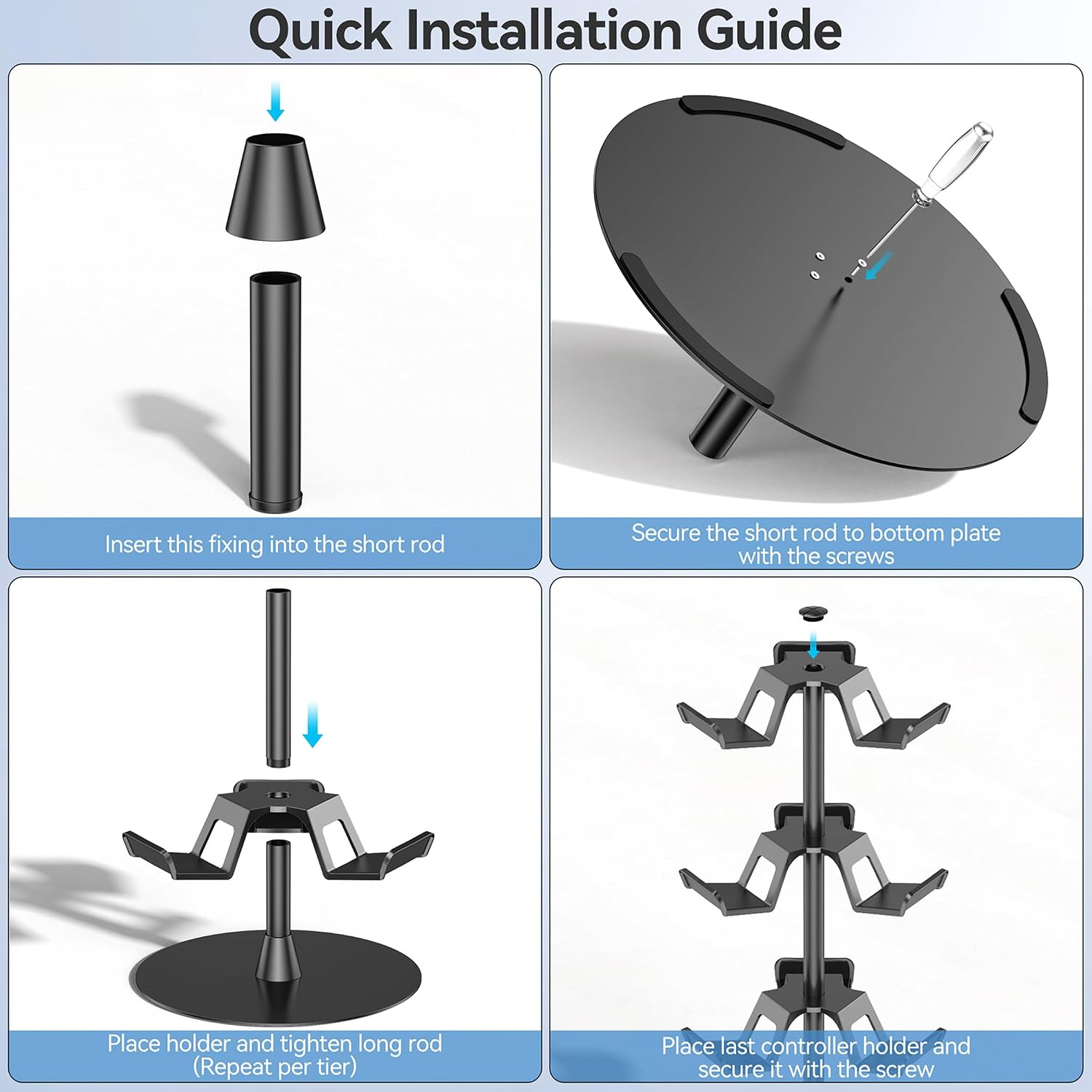 Headset Stand 4 Tiers for Desk, Rotatable Gaming Controller Stand for PS5/PS4/Xbox/Switch2/PS Portal/Phone, Universal