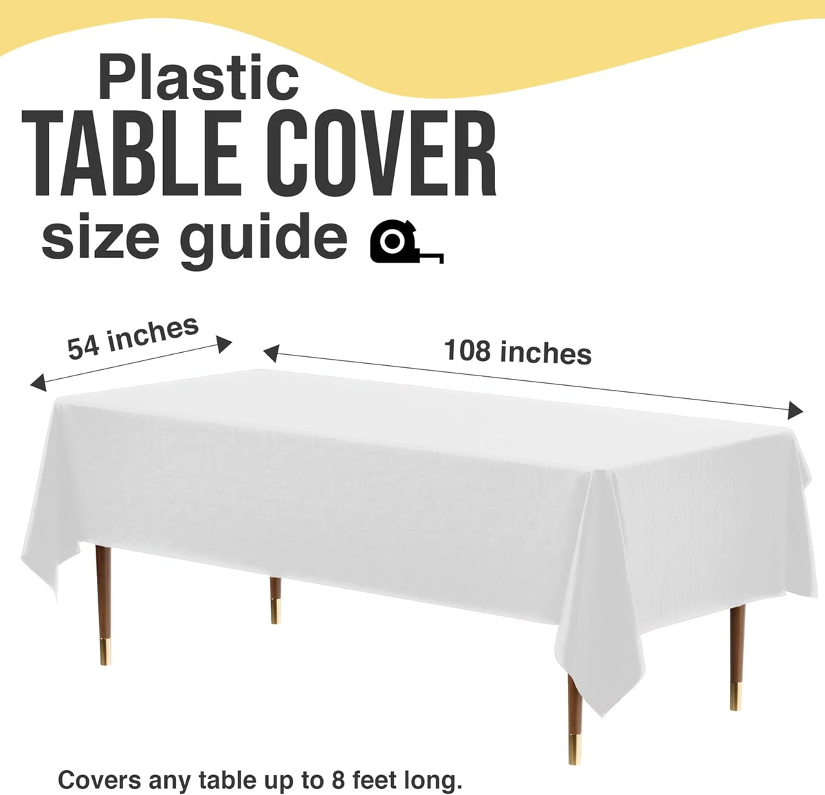 66% Thicker Premium Plastic Table Cloth Rectangle Table Cover 0.5 Mil 12 Pack White Table Cloth 54 Inch x 108 Inch