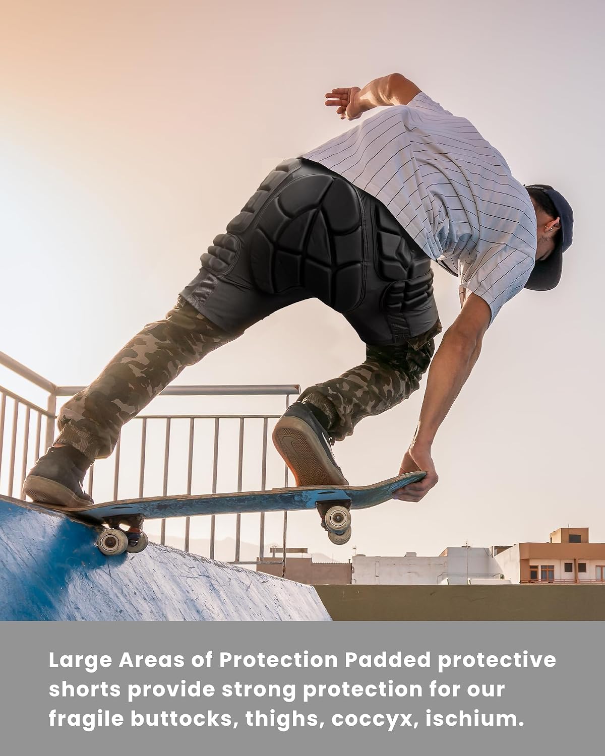 Snowboard Butt Pad - 3D Protection Impact Shorts With Thick EVA Pads for Snowboarding, Skating and Skiing - Tailbone