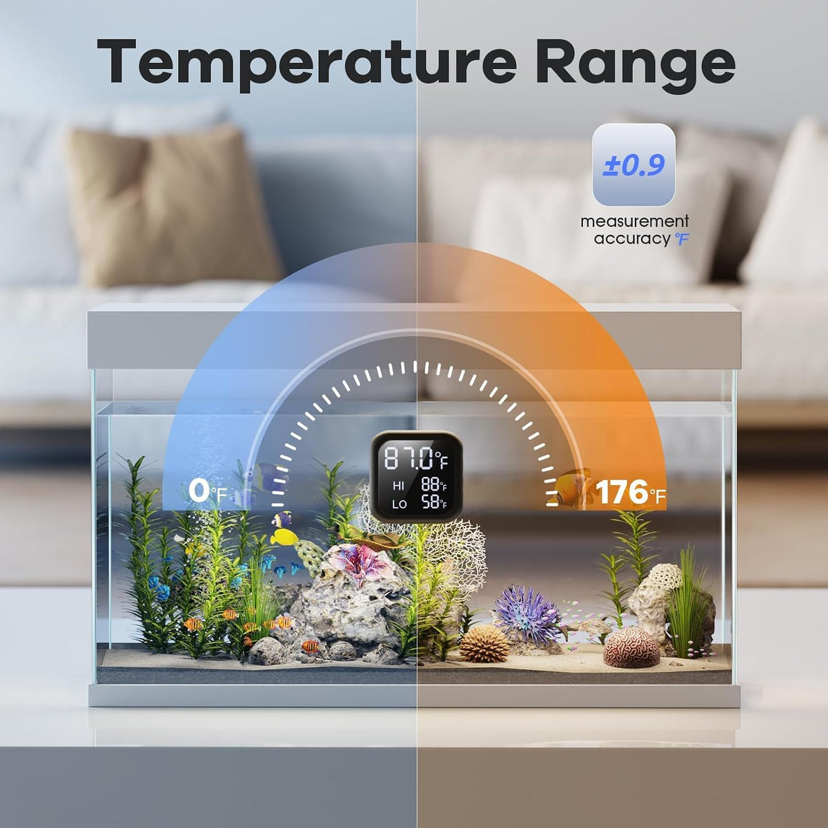 Aquarium Thermometer, Smart Digital Fish Tank Thermometer