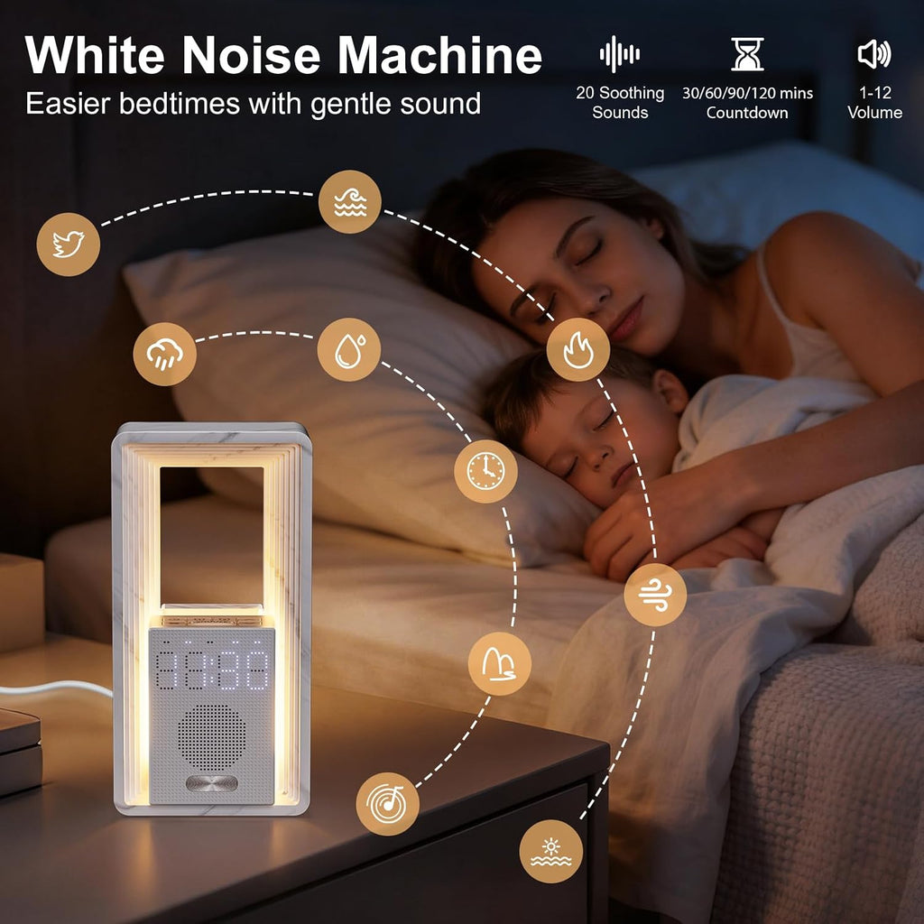 Sunrise Alarm Clock with 20 White Noise & Night Light for Bedroom | Gentle Sunrise Wake-Up, 20 Soothing Sounds