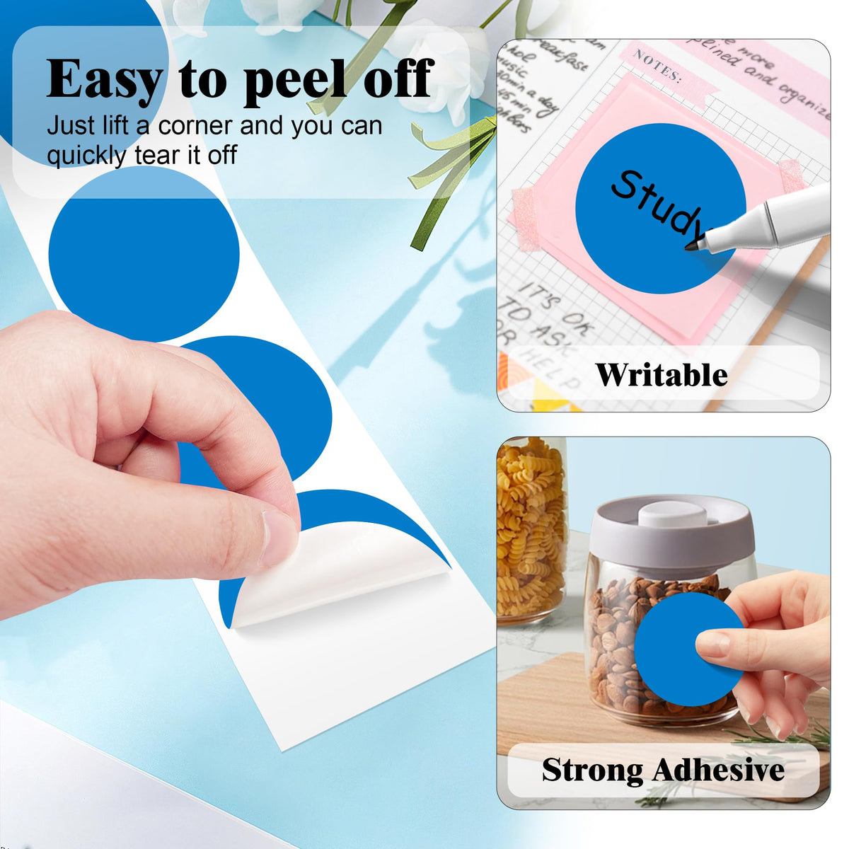 2 Inch Round Adhesive Color-Code Dot Stickers,4Rolls/2000 per Rolls dots Label Dispenser Box, Circle Stickers Label