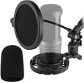 AT2020 Shock Mount with Pop Filter and Foam Windscreen, Noise Reduction Microphone Shock Mount Mic Holder for Audio