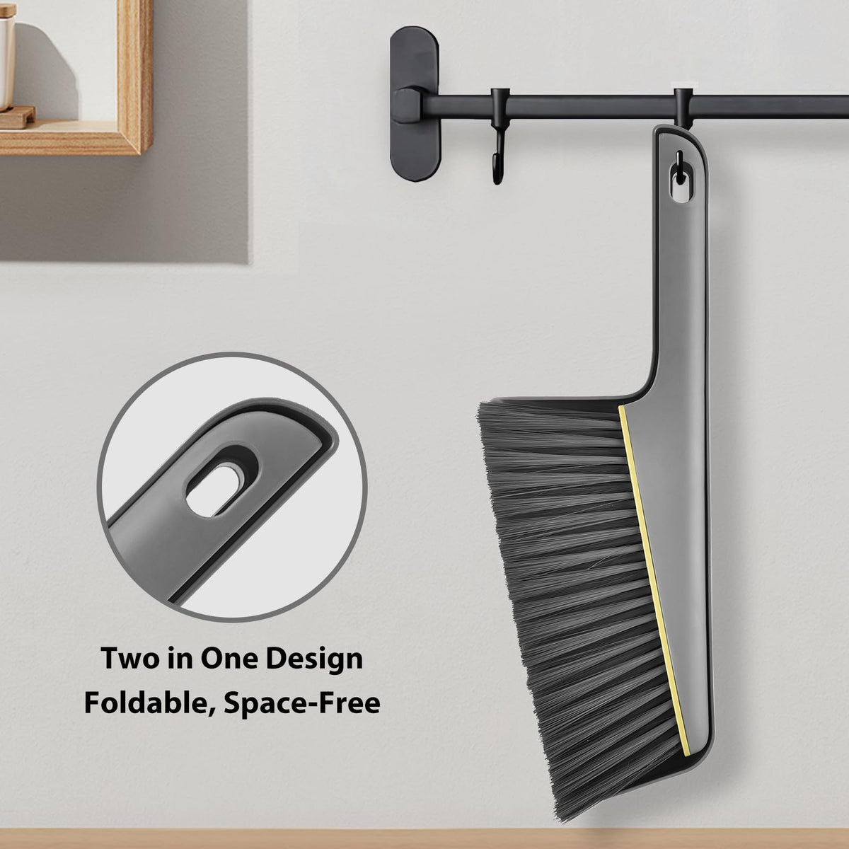 Small Broom and Dustpan Set, Hand Mini Dust-Pan and Brush,1 Pcs Gray