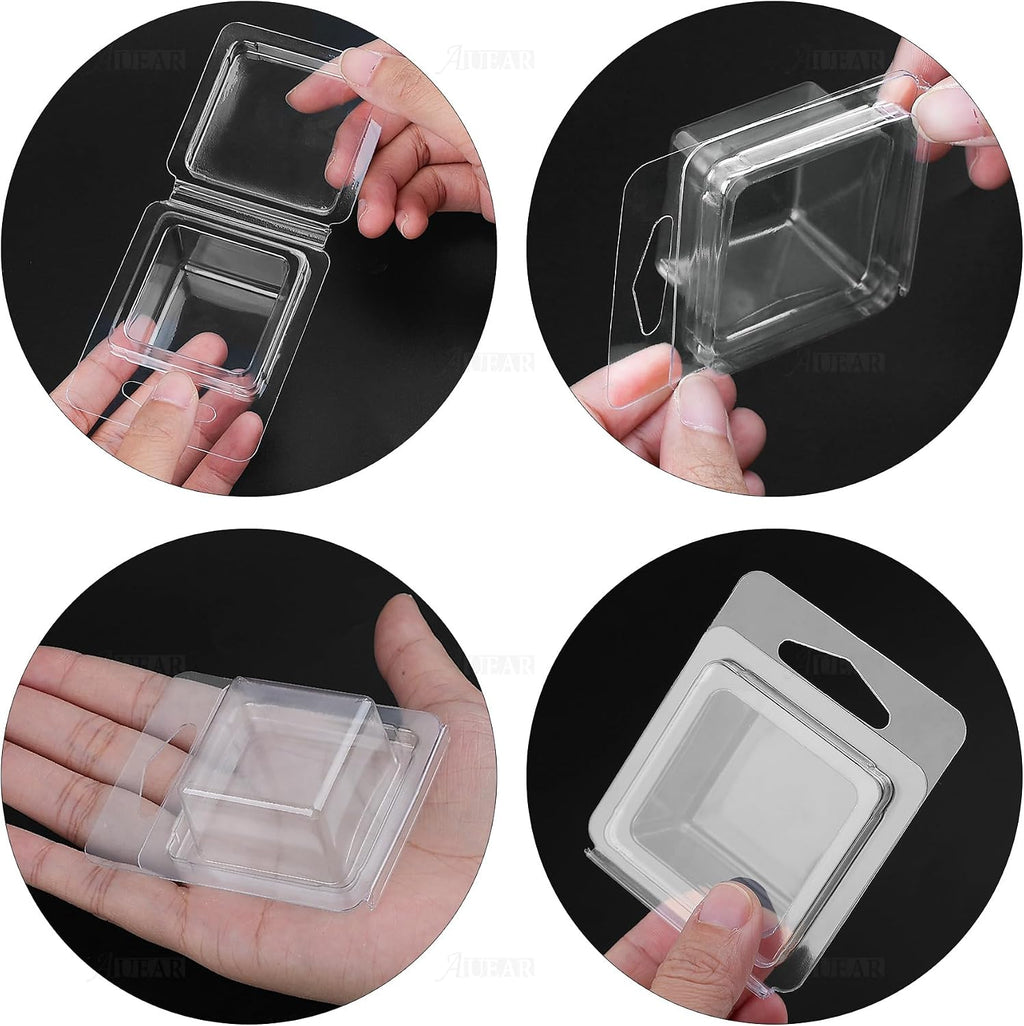 100 Pack Wax Melt Molds Plastic Clamshells Container Candle for DIY Soap Making