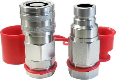 1" SAE Thread Flat Face High Flow Skid Steer Hydraulic Quick Connect Couplers Set | 3/4" Body
