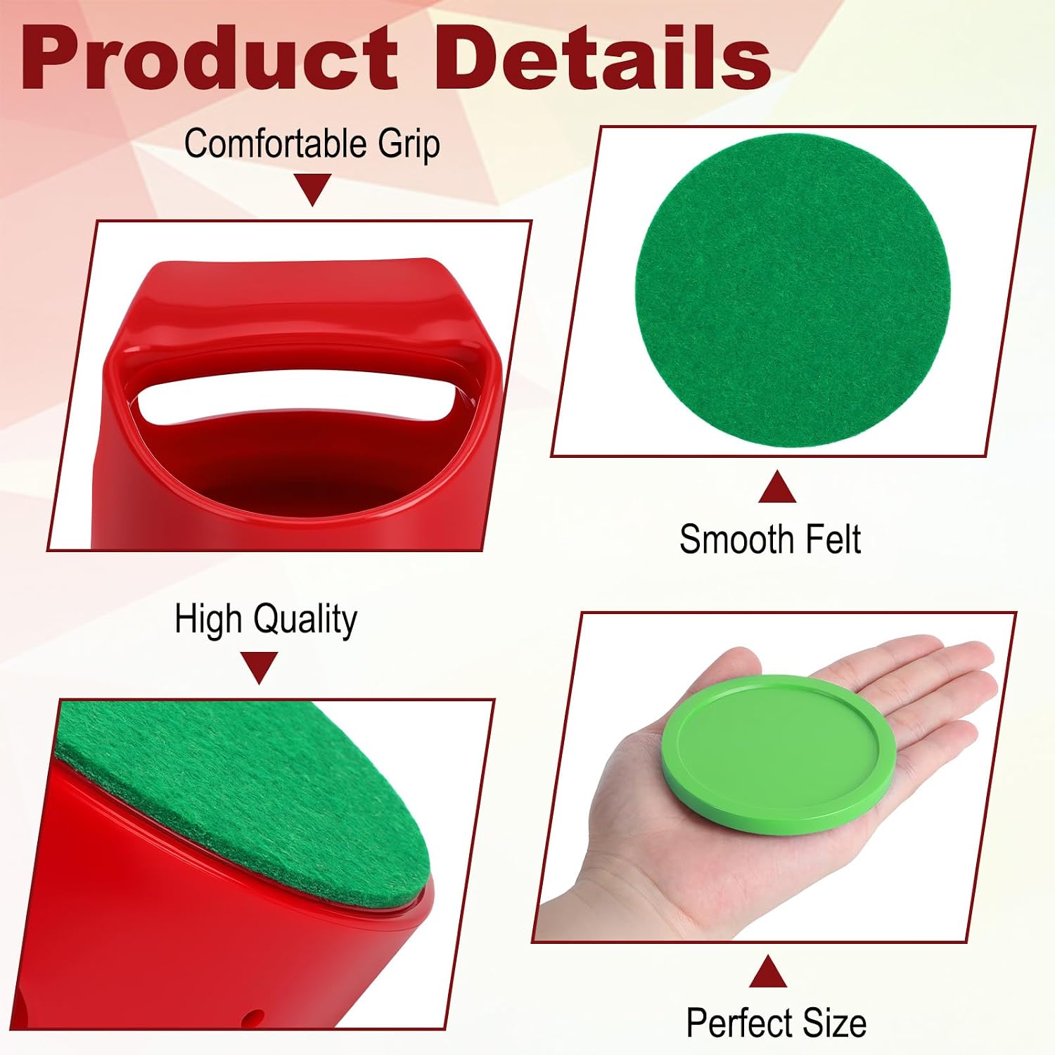 Air Hockey Pucks and Paddles - 2 Hockey Pushers & 4 Large Hockey Pucks with Nylon Storage Bag, Great Goal Handles