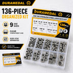 SAE Lock Nut Assortment Kit,136Pcs Stainless #4-1/2 Nylock Nuts