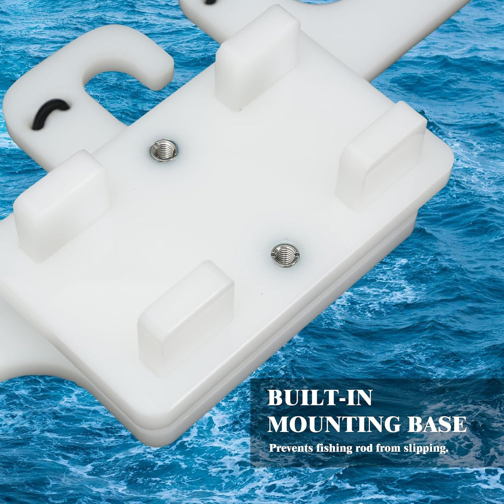 Fishing Rod Holder for Pontoon Boats，Square Rail Mount Pontoon Rod Holder | White HDPE Pontoon Boat Fishing Rod