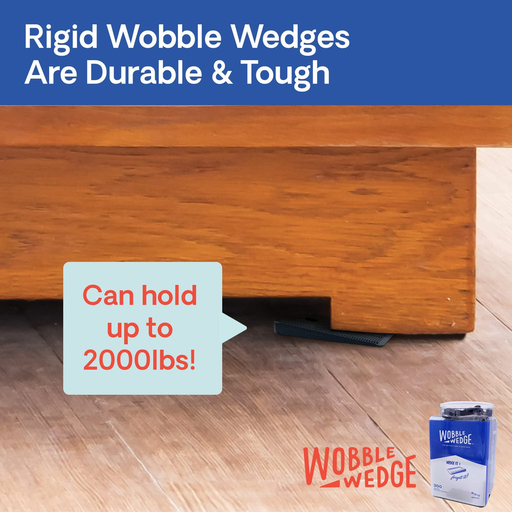 Wobble Wedge Rigid Heavy Duty Plastic Shims for Leveling, Black, 300 Pack